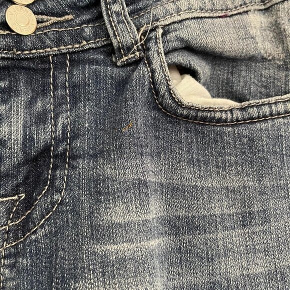 Vigoss Junior Women's The New York Bootcut Distressed Blue Denim Jeans Size 3 - Picture 10 of 12